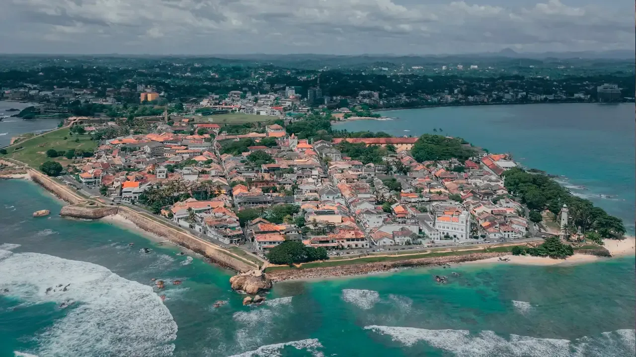 Drone shot of the dutch fort in Galle