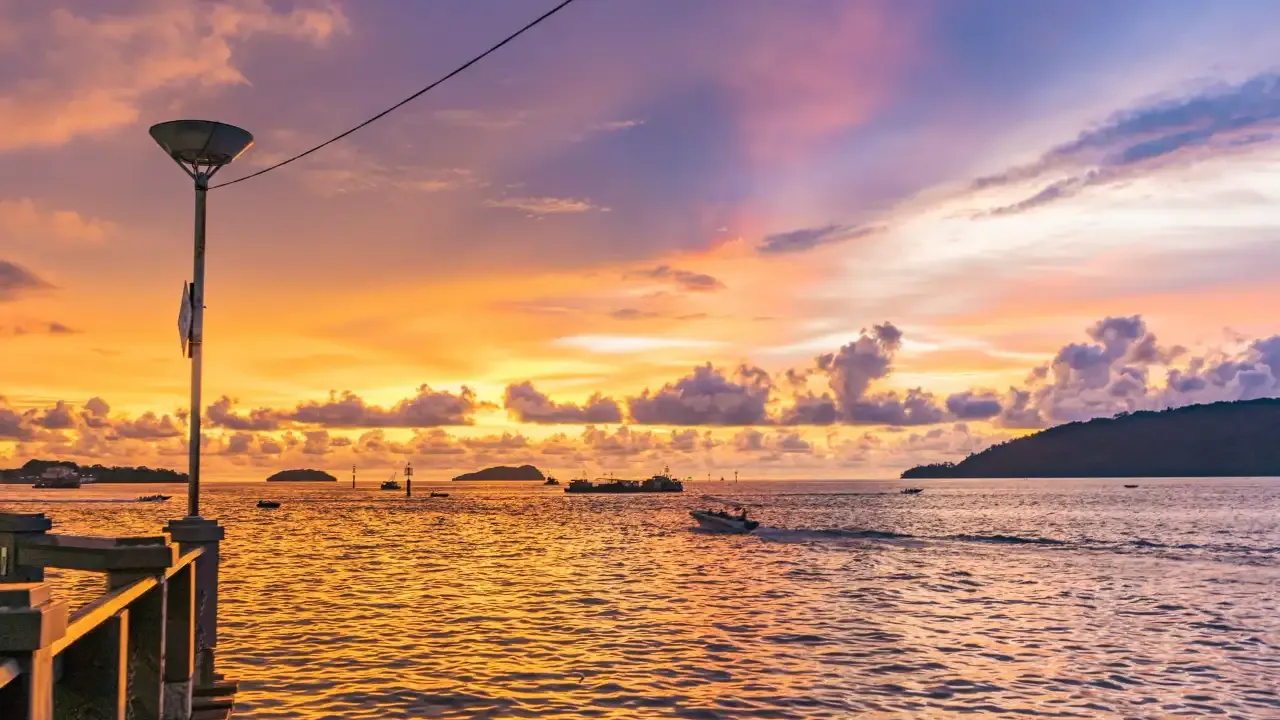 Sunset from a pier at Kota Kinabalu