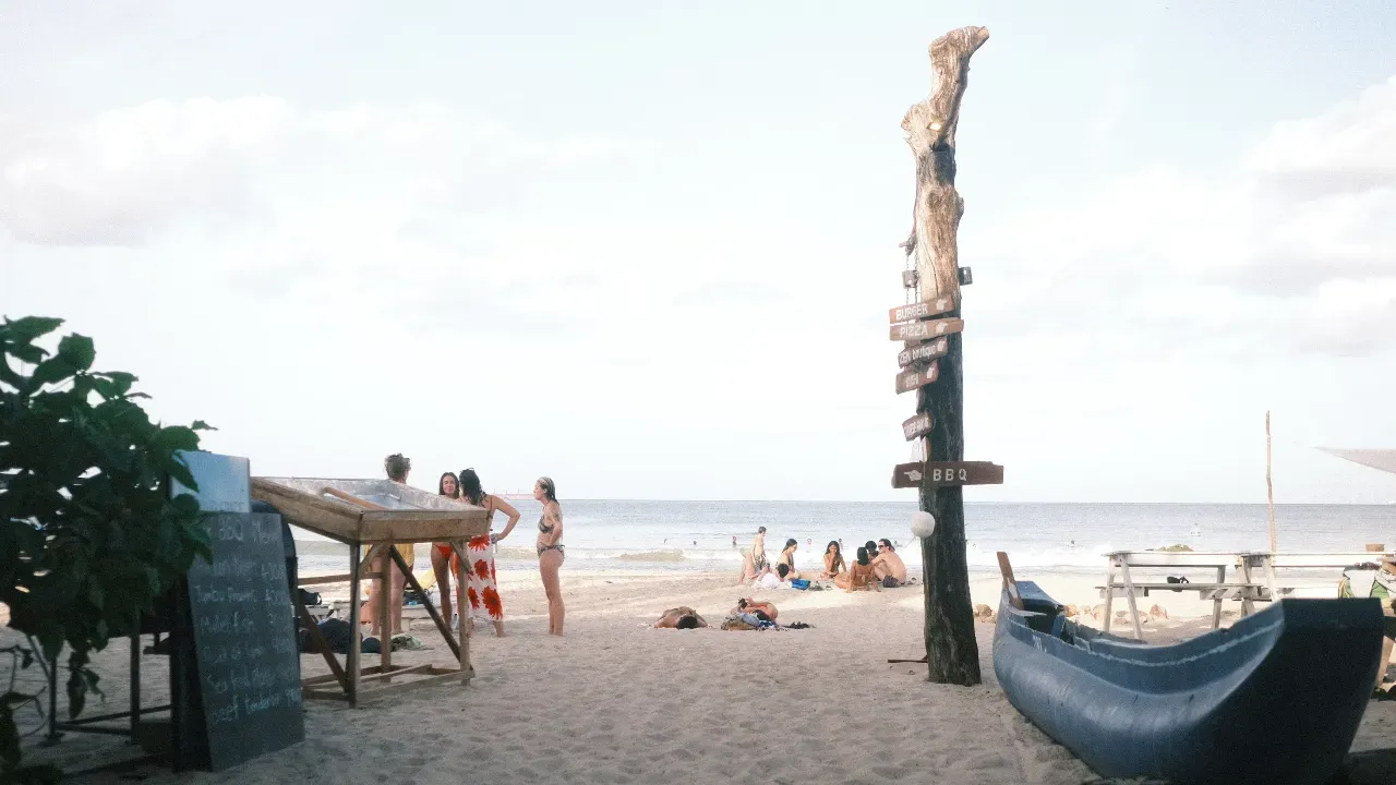 tourists at the beach in trincomalee sri lanka