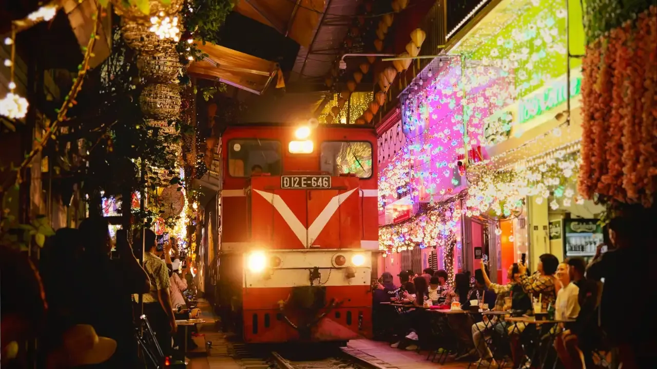 reunification express at night in hanoi